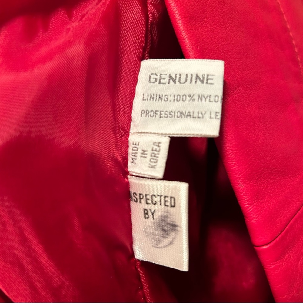 Red Open Front Leather Jacket - Picture 7 of 8